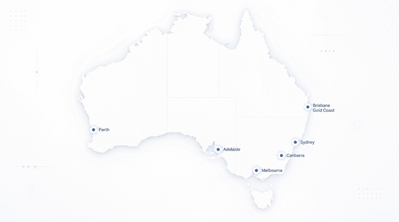 Australia Retail Coverage Map - Sydney, Melbourne, Brisbane, Perth, Adelaide, Gold Coast, Canberra